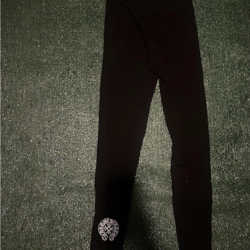 Chrome Hearts Black Kids Leggings with Silver Detail